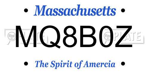 MQ8B0Z Massachusetts License Plate