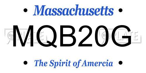 MQB20G Massachusetts License Plate