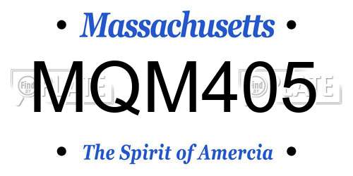 MQM405 Massachusetts License Plate