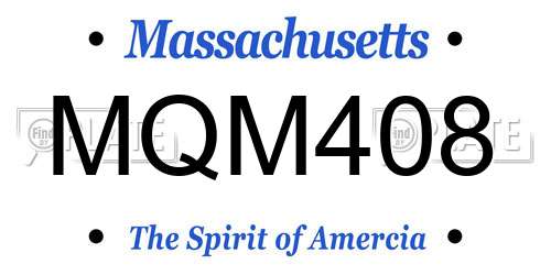 MQM408 Massachusetts License Plate