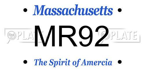 MR92 Massachusetts License Plate