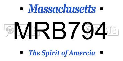 MRB794 Massachusetts License Plate