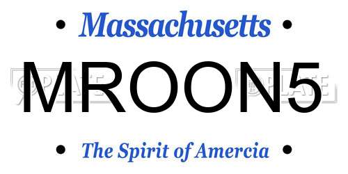 MROON5 Massachusetts License Plate