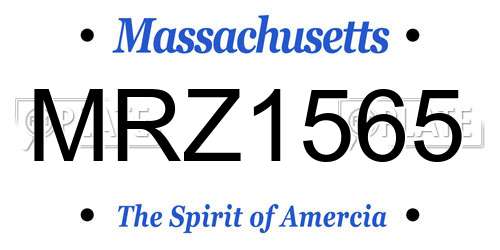 MRZ1565 Massachusetts License Plate