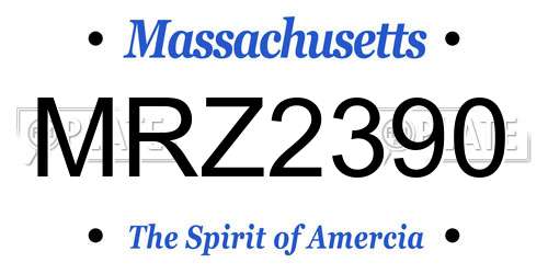 MRZ2390 Massachusetts License Plate