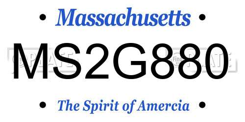 MS2G880 Massachusetts License Plate