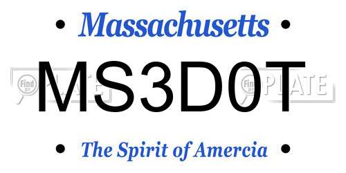 MS3D0T Massachusetts License Plate