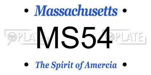 MS54 Massachusetts License Plate
