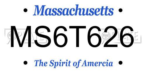 MS6T626 Massachusetts License Plate