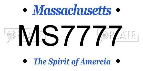 MS7777 Massachusetts License Plate