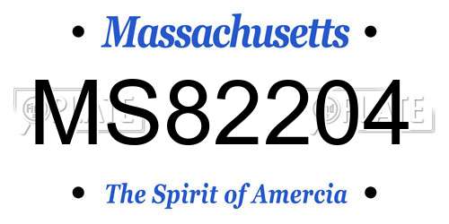 MS82204 Massachusetts License Plate