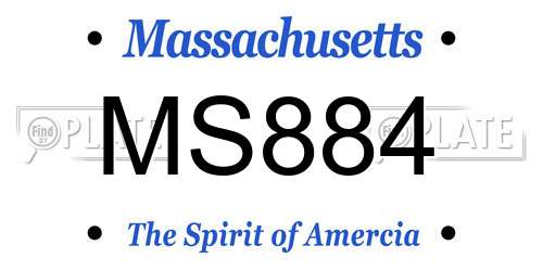 MS884 Massachusetts License Plate