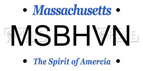 MSBHVN Massachusetts License Plate
