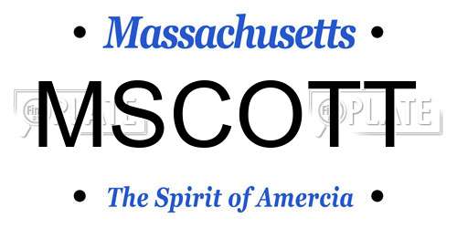 MSCOTT Massachusetts License Plate