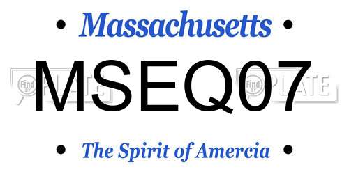 MSEQ07 Massachusetts License Plate