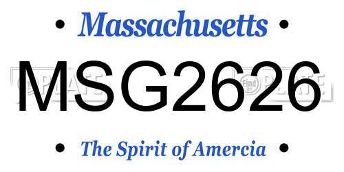 MSG2626 Massachusetts License Plate