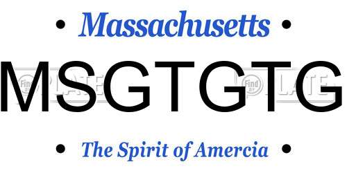 MSGTGTG Massachusetts License Plate