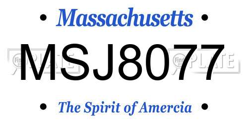 MSJ8077 Massachusetts License Plate