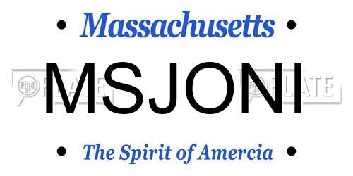 MSJONI Massachusetts License Plate