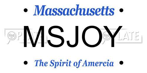 MSJOY Massachusetts License Plate