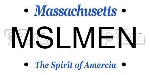 MSLMEN Massachusetts License Plate