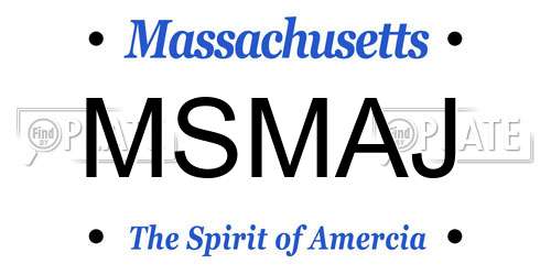 MSMAJ Massachusetts License Plate