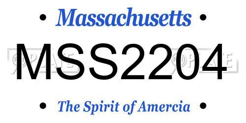 MSS2204 Massachusetts License Plate