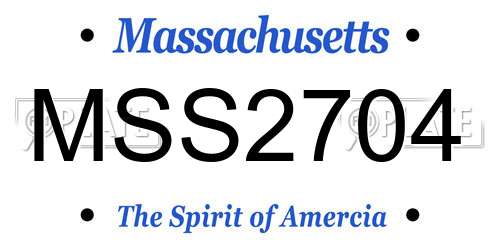 MSS2704 Massachusetts License Plate