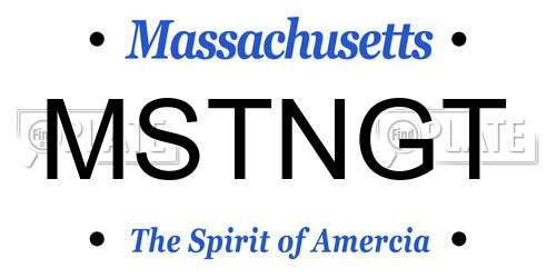 MSTNGT Massachusetts License Plate