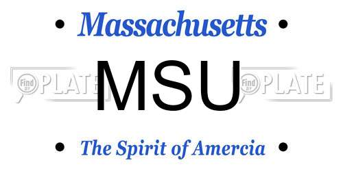 MSU Massachusetts License Plate
