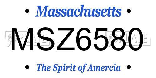 MSZ6580 Massachusetts License Plate
