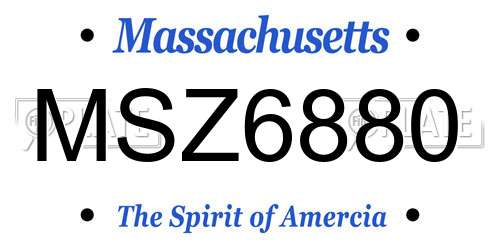 MSZ6880 Massachusetts License Plate