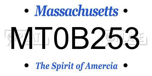 MT0B253 Massachusetts License Plate