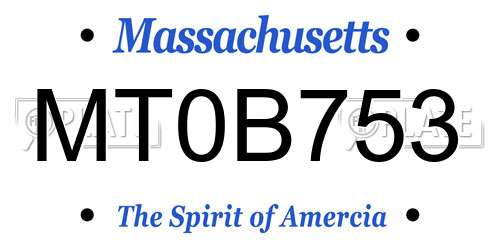 MT0B753 Massachusetts License Plate