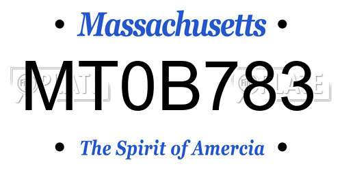 MT0B783 Massachusetts License Plate