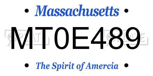 MT0E489 Massachusetts License Plate
