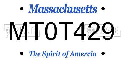 MT0T429 Massachusetts License Plate
