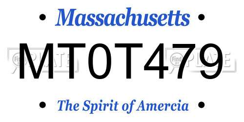MT0T479 Massachusetts License Plate