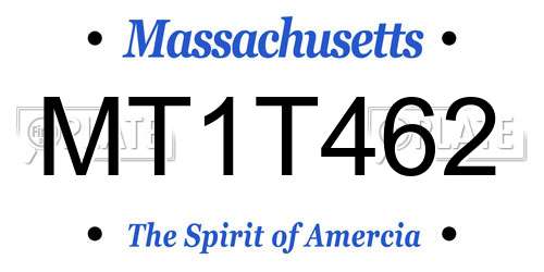 MT1T462 Massachusetts License Plate