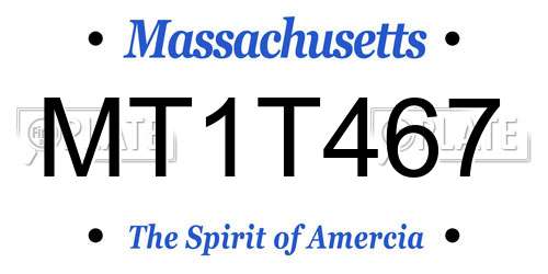 MT1T467 Massachusetts License Plate
