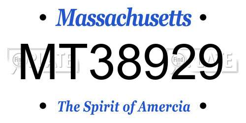 MT38929 Massachusetts License Plate