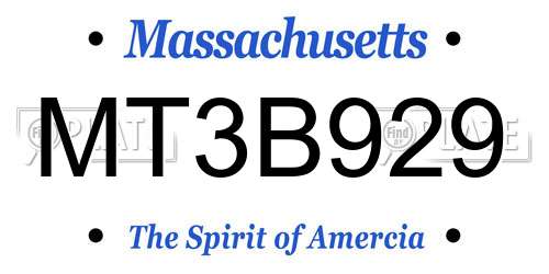 MT3B929 Massachusetts License Plate