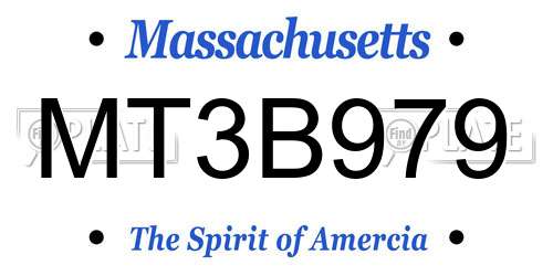 MT3B979 Massachusetts License Plate