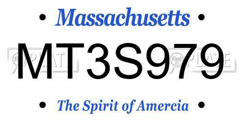 MT3S979 Massachusetts License Plate