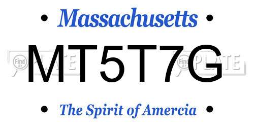 MT5T7G Massachusetts License Plate