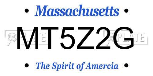 MT5Z2G Massachusetts License Plate