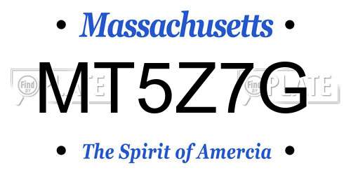MT5Z7G Massachusetts License Plate