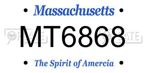 MT6868 Massachusetts License Plate