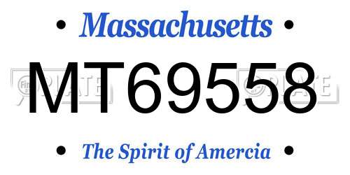 MT69558 Massachusetts License Plate