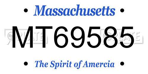 MT69585 Massachusetts License Plate